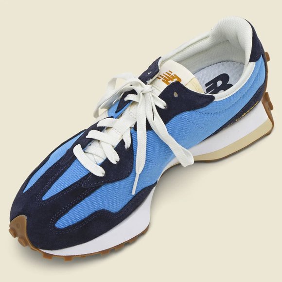 NIB New Balance 327 Sneaker Shoes Vibrant Sky/Natural Indigo Blue, Gum Outsoles - Picture 4 of 6
